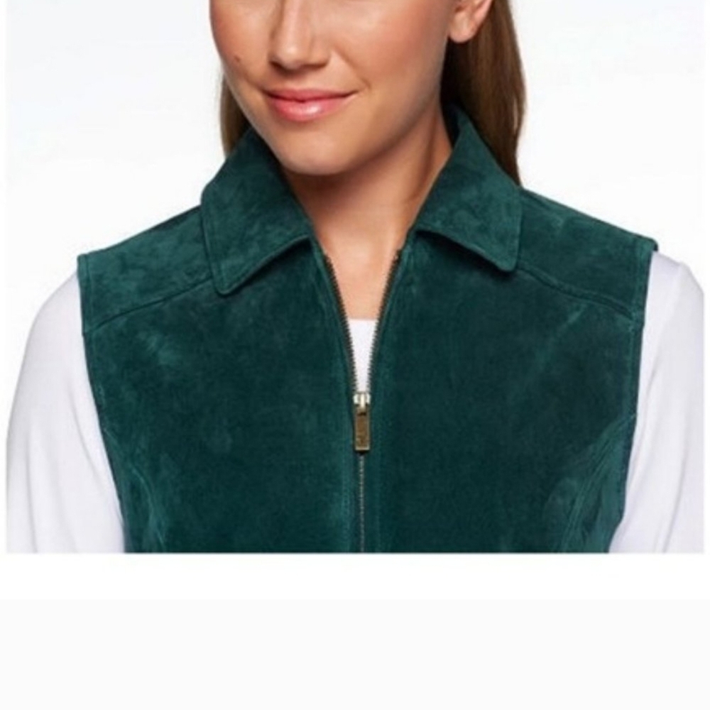 NWT Women's Dennis basso 100% Leather Sleeveless Vest, Black - Picture 3 of 10